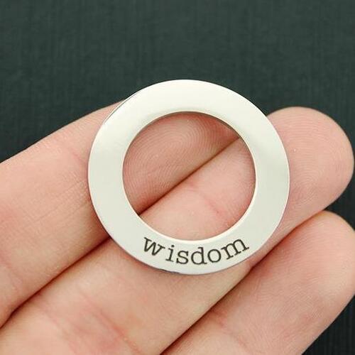 Wisdom Stainless Steel Affirmation Circle Charms - BFS021-1031