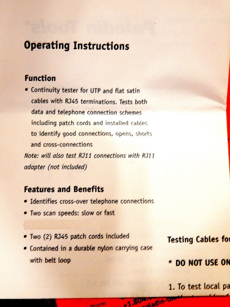 Paladin Tools Data/link ID & Cable Check #1574 - NOS.