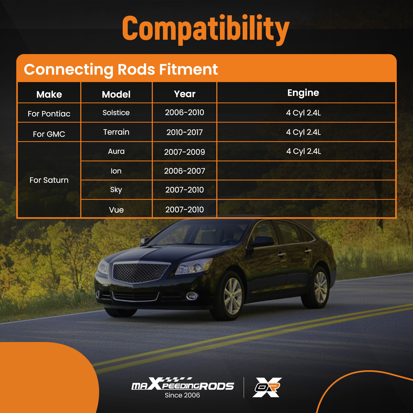 Engine Rebuild Overhaul Connecting Rod, Pistons Kit For Chevrolet Equinox 2.4L