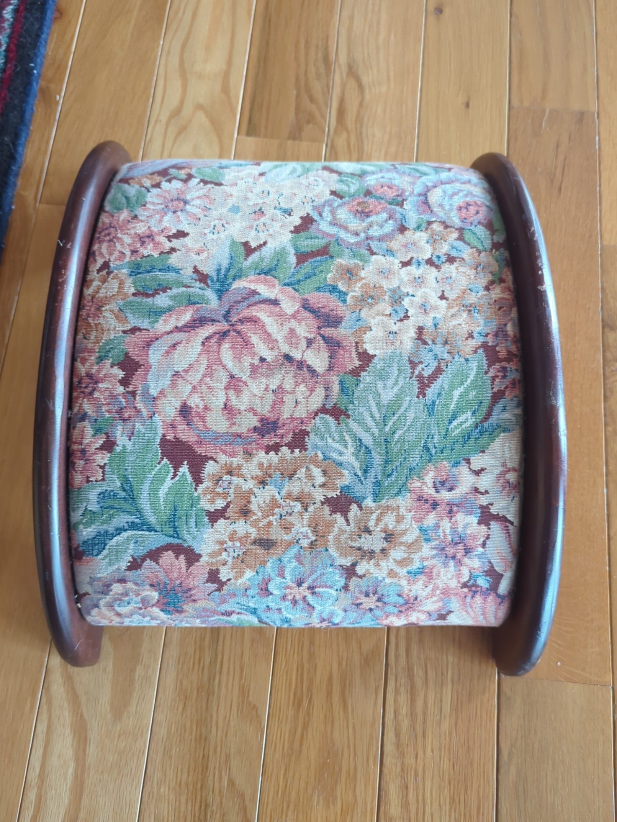 Antique vintage Arched Wood Upholstered Durable Fabric Footstool