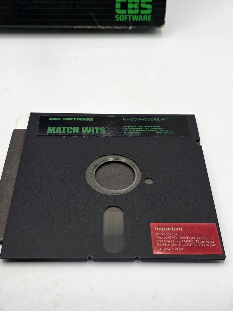Match Wits Commodore 64 (CBS Software) 1983 Vintage Rare Diskette Complete