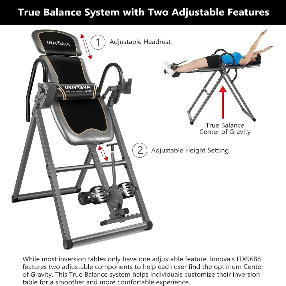 Ergonomic Inversion Table with Reversible Ankle Holders & Easy Adjustment System