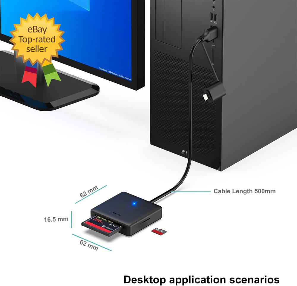 Memory Card Reader 4In1 USB 3.0 and USB C to SD Micro SD MS CF Card Reader