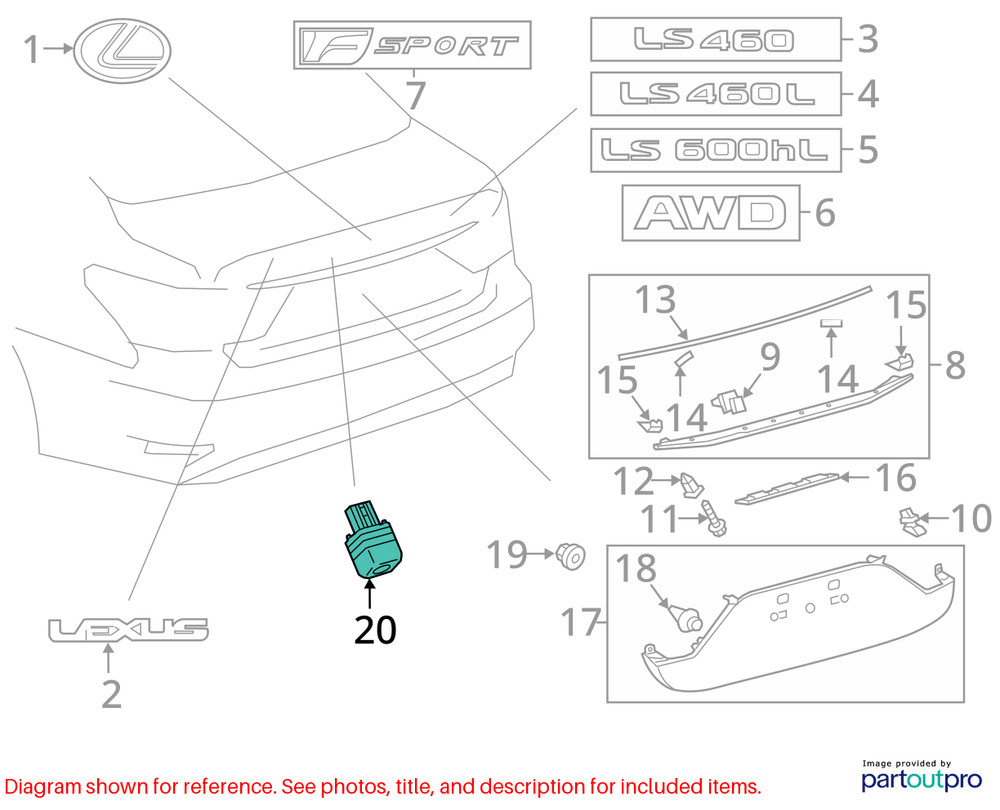 13 2013 LEXUS LS460 REAR DECKLID MOUNTED CAMERA PROJECTOR 8679050050