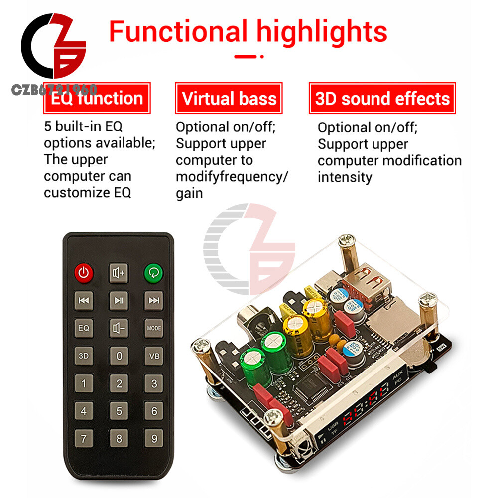 ZK-DAM-K1 Bluetooth U Disk Sound Card TF Decoder Board Front DSP Tuning Type-C