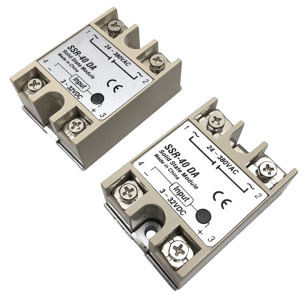 2-Pack SSR-40DA Solid State Relay Single Phase 3-32V DC to 24-380V AC