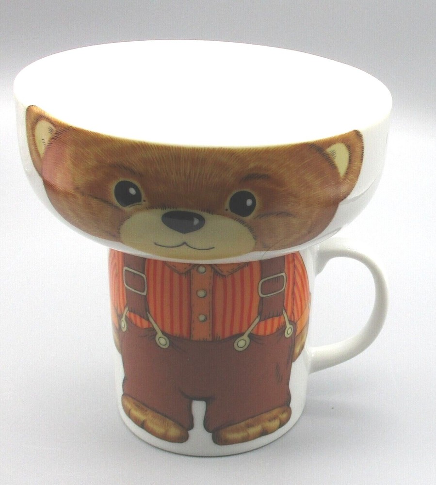 Vintage Child's BEAR Ceramic Mug & Bowl Set