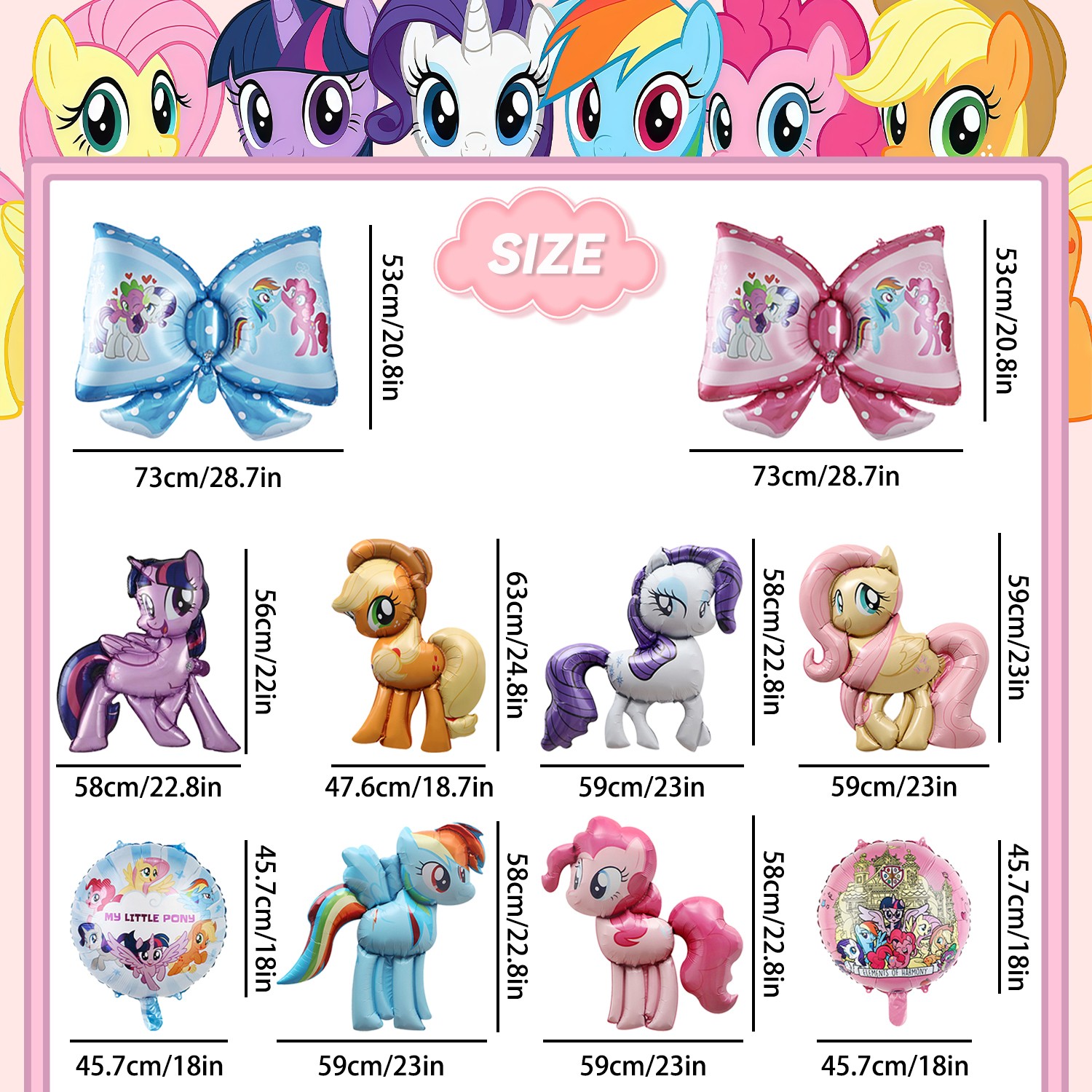My Little Pony Foil Balloons Set My Little Pony Birthday Party Decoration Kids