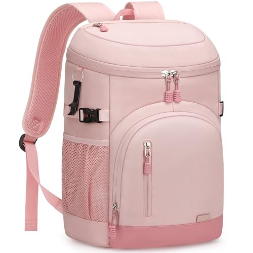Cooler Backpack Insulated Waterproof,Backpack Coolers Leakproof 30 Cans Pink
