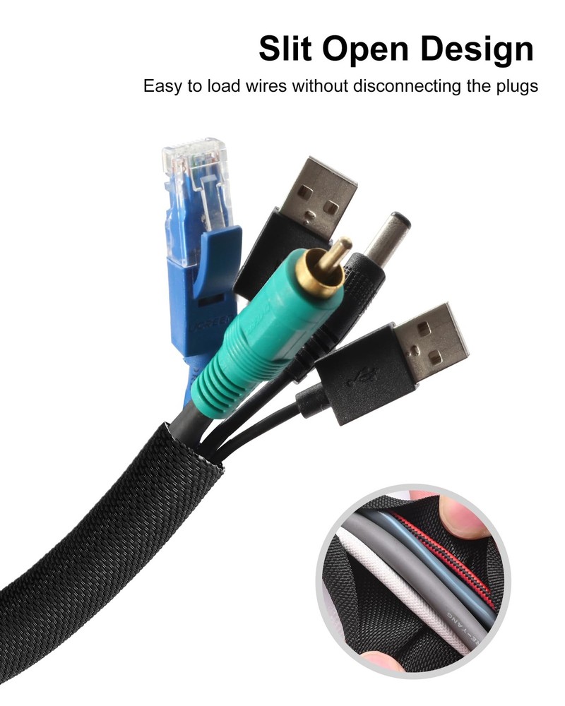 Secbolt 25ft 3/8 in Bite-Resistant Pet Cable Cord Protector, Black