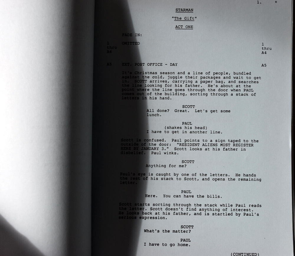 1986 Starman " The Gift " Original Screenplay Script Final Draft