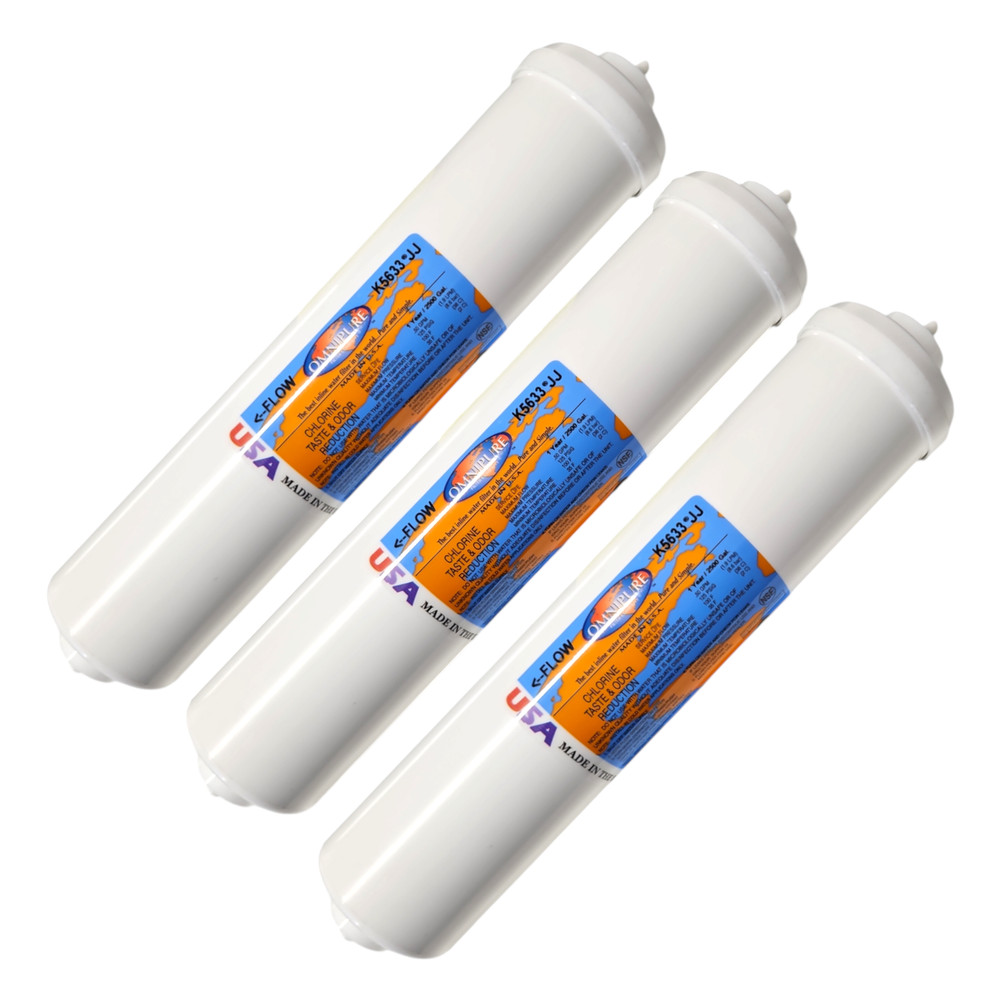 Omnipure K5633-TS Inline GAC 12" x 2.5" Postfilter 1/4"QC (3 Pack)