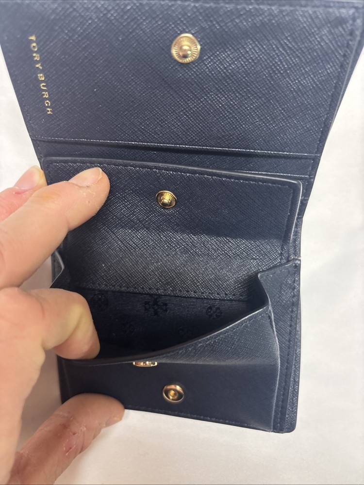 Tory Burch Navy Leather Emerson Mini Wallet