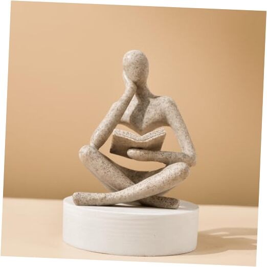 Style-A Beige, Creative Abstract Thinker Bookend for Home Reader-beige-a