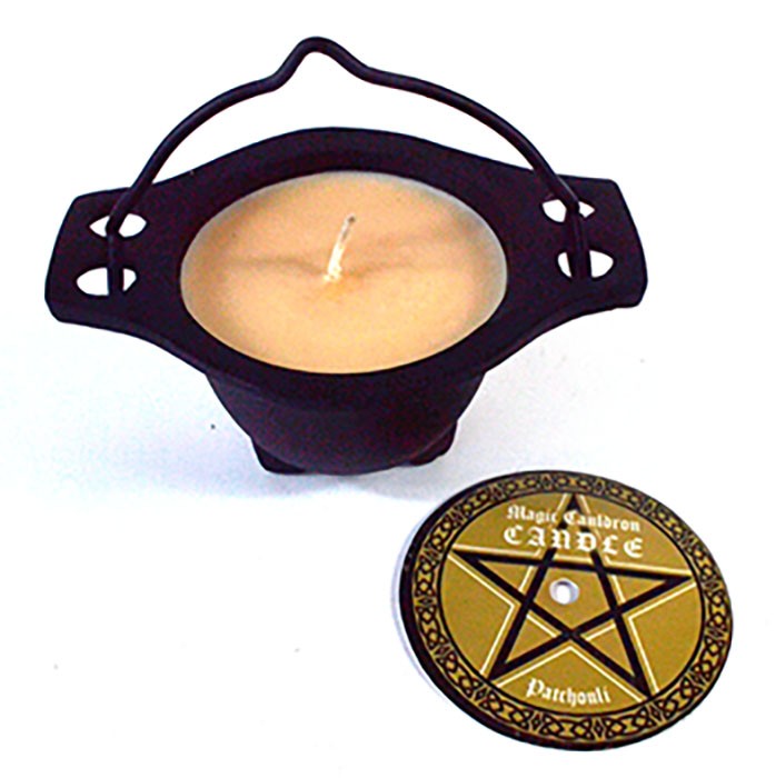 Patchouli Magic Cauldron Candle 2.5" in Reusable Cast Iron Mini Cauldron