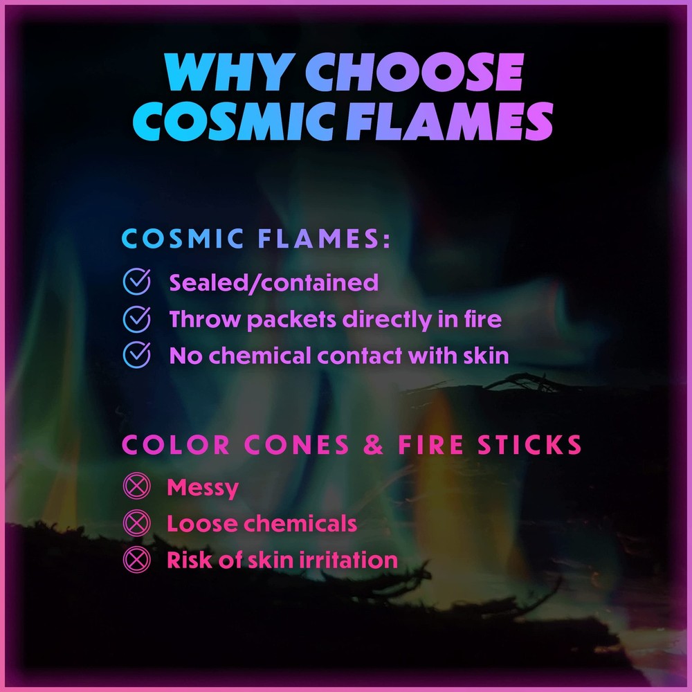 Magical Flames Fire Color Changing Packets Cosmic 25-pack, Multicolor