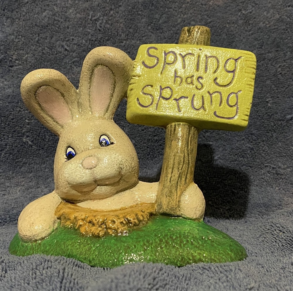 Bunny w/ Spring Has Sprung 5.5" T Rabbit Easter Ceramic Bisque Ready to Paint