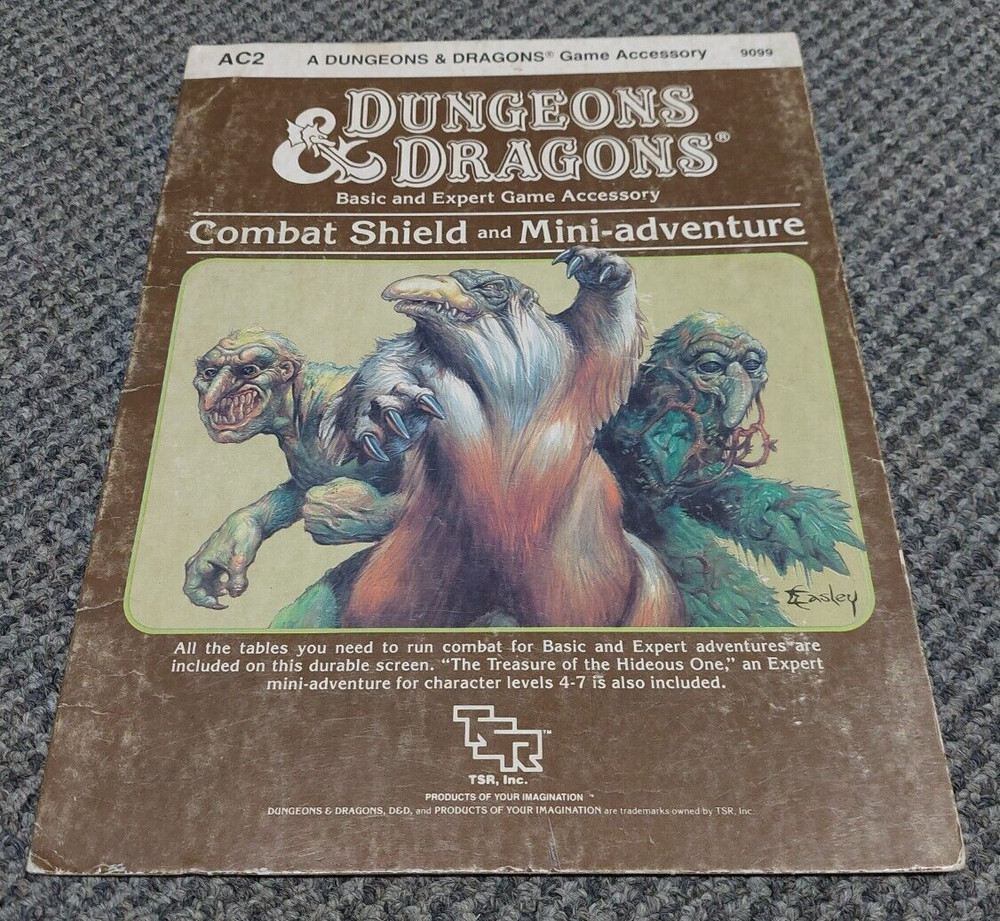Dungeons & Dragons Combat Shield - Basic Expert Game Accessory TSR AC2 9099 b/X