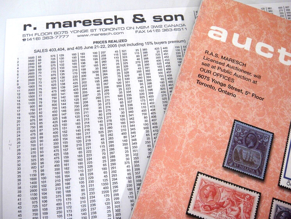 Maresch 2005 Stamp Auction Catalog w Prices Realized Canada Commonwealth Foreign