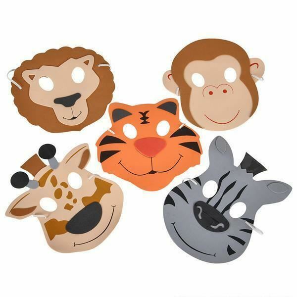 12 FOAM ZOO ANIMAL MASKS Kids Party Favor Lion Tiger Giraffe Monkey
