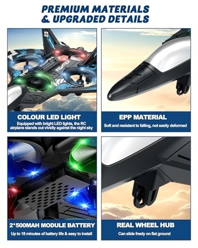 Remote Control Drone for Kids, LED Light Airplane, 360° Flip, 2 Batteries, Easte
