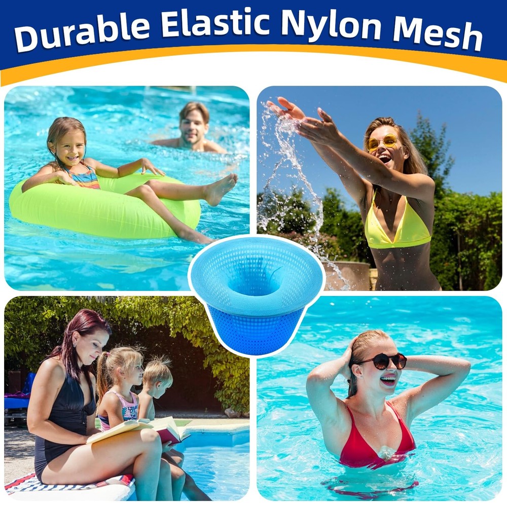 Pool Skimmer Socks 50 Pack Blue Mesh Screen Filter for Skimmer Basket