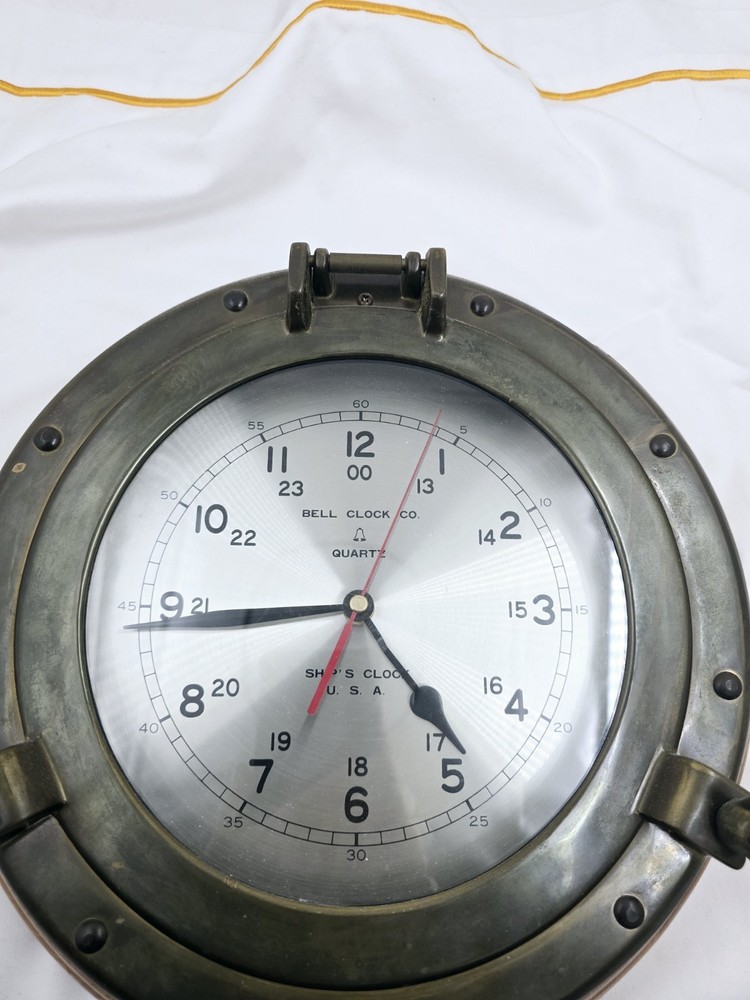 Vintage Bell Clock Ship's Clock Porthole Clock 13 In
