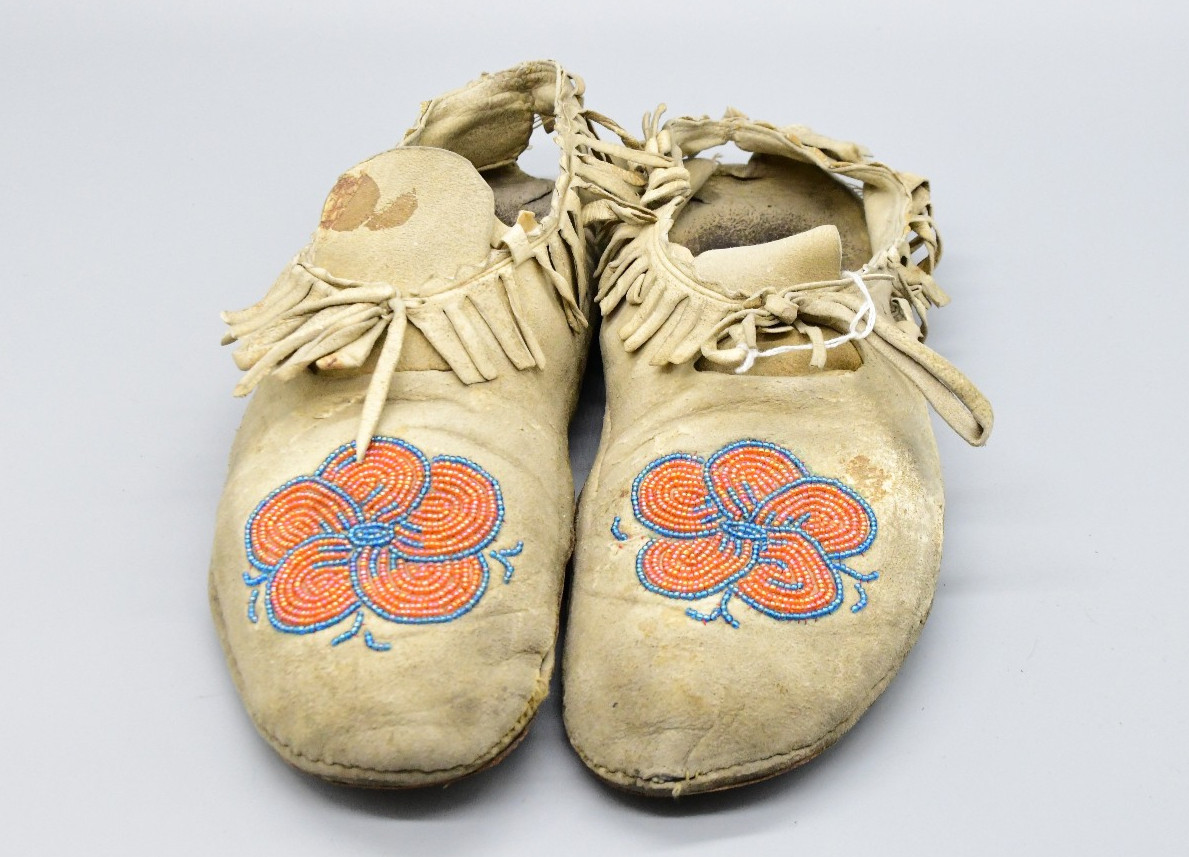 Crow Floral Beaded Deerhide Moccasins