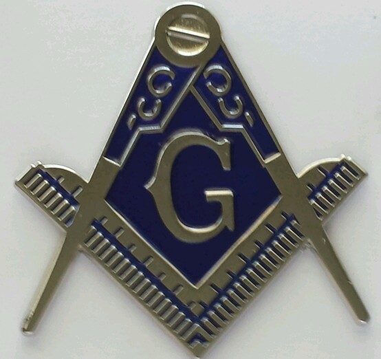 Masonic cut-out car emblem in silver