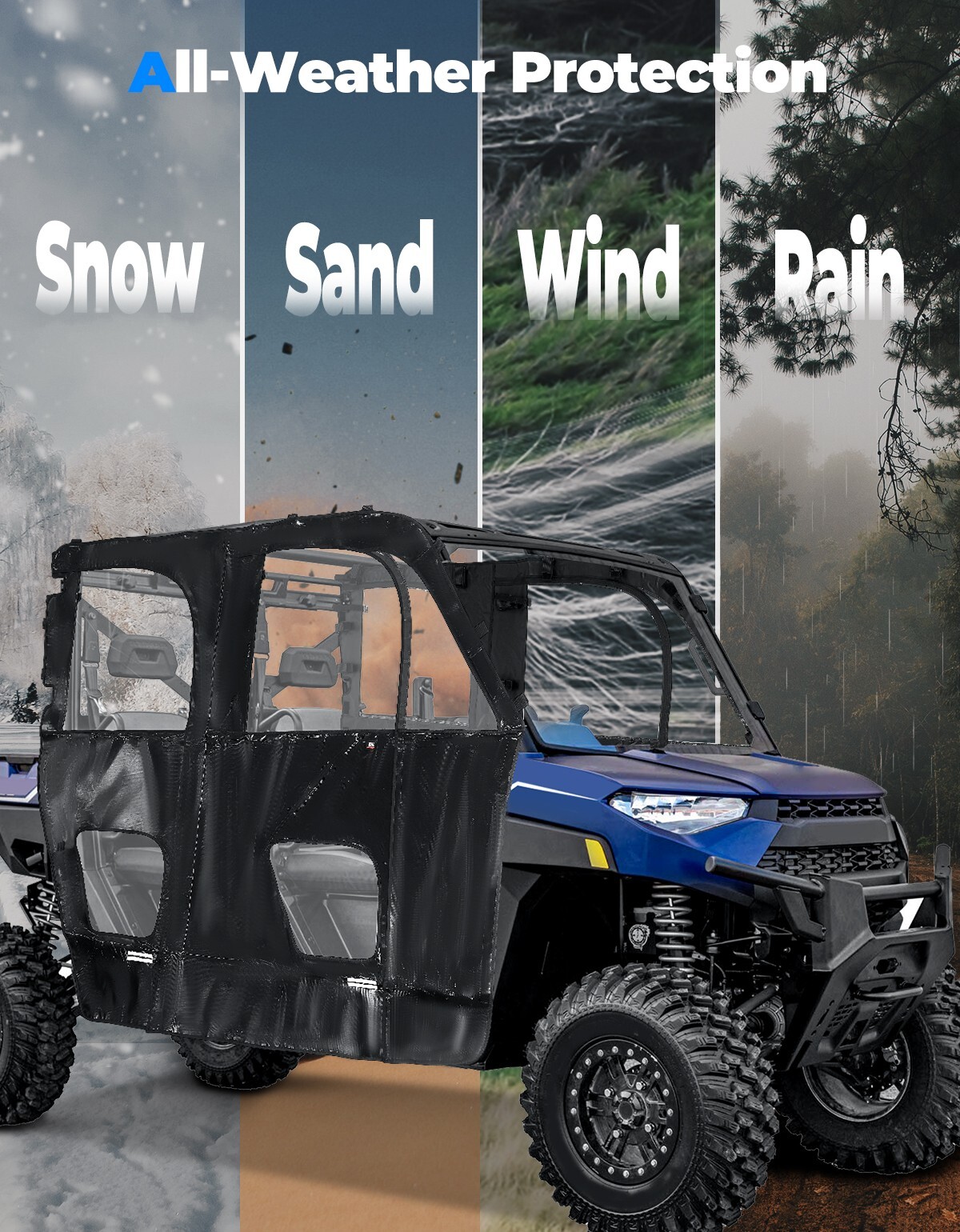 KEMIMOTO UTV Soft Cab Enclosure Full Door for Polaris Ranger CREW XP 1000 19-24
