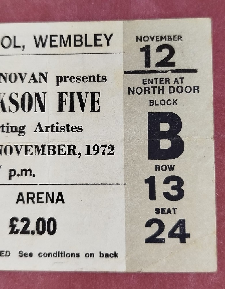 ticket the jackson five empire pool wembley 1972 difficult to find