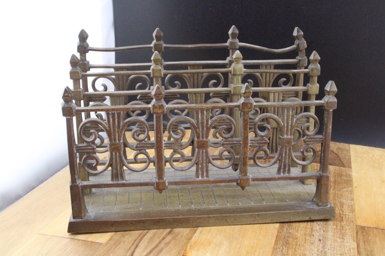 Vintage Letter Rack Holder Ornate Brass Design