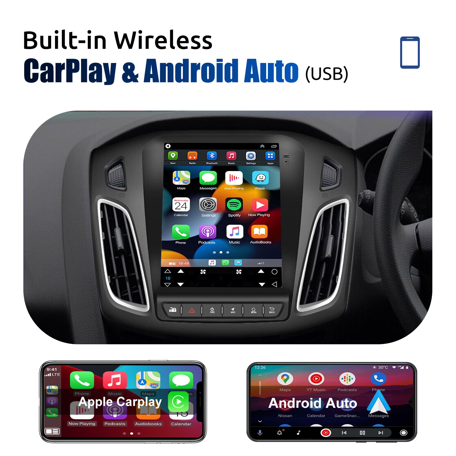 For Ford Focus 2012-2018 Apple Carplay Android 15 Car Stereo Radio GPS Navi WIFI