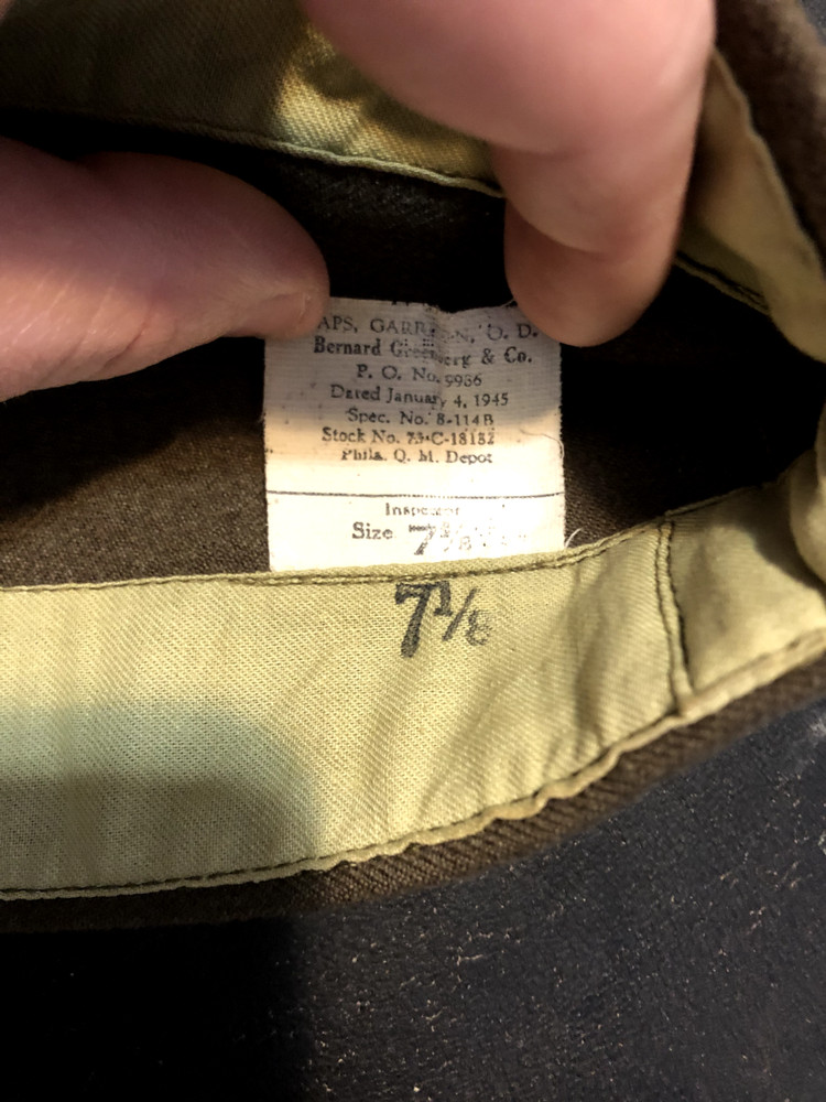 ORIGINAL WWII US ARMY OVERSEAS GARRISON HAT CAP-LARGE, 7 1/8THS