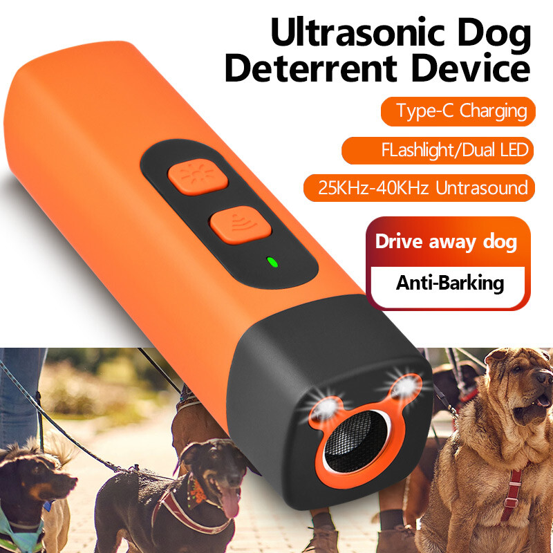 Handheld Ultrasonic Dog Training Anti-Barking Deterrent Silencer Flashlight 50Ft