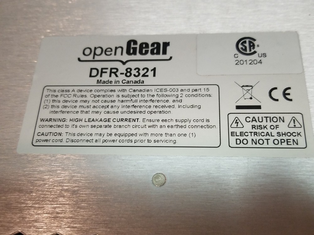 OpenGear DFR 8321 Frame Chassis with 5 Cards