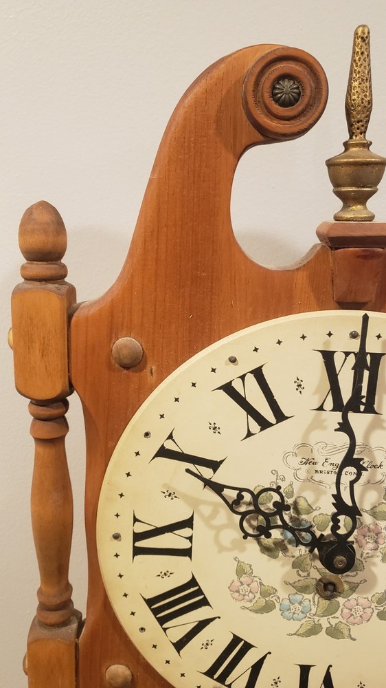 New England Clock Company Pendulum Driven Scroll Clock W/ Key.