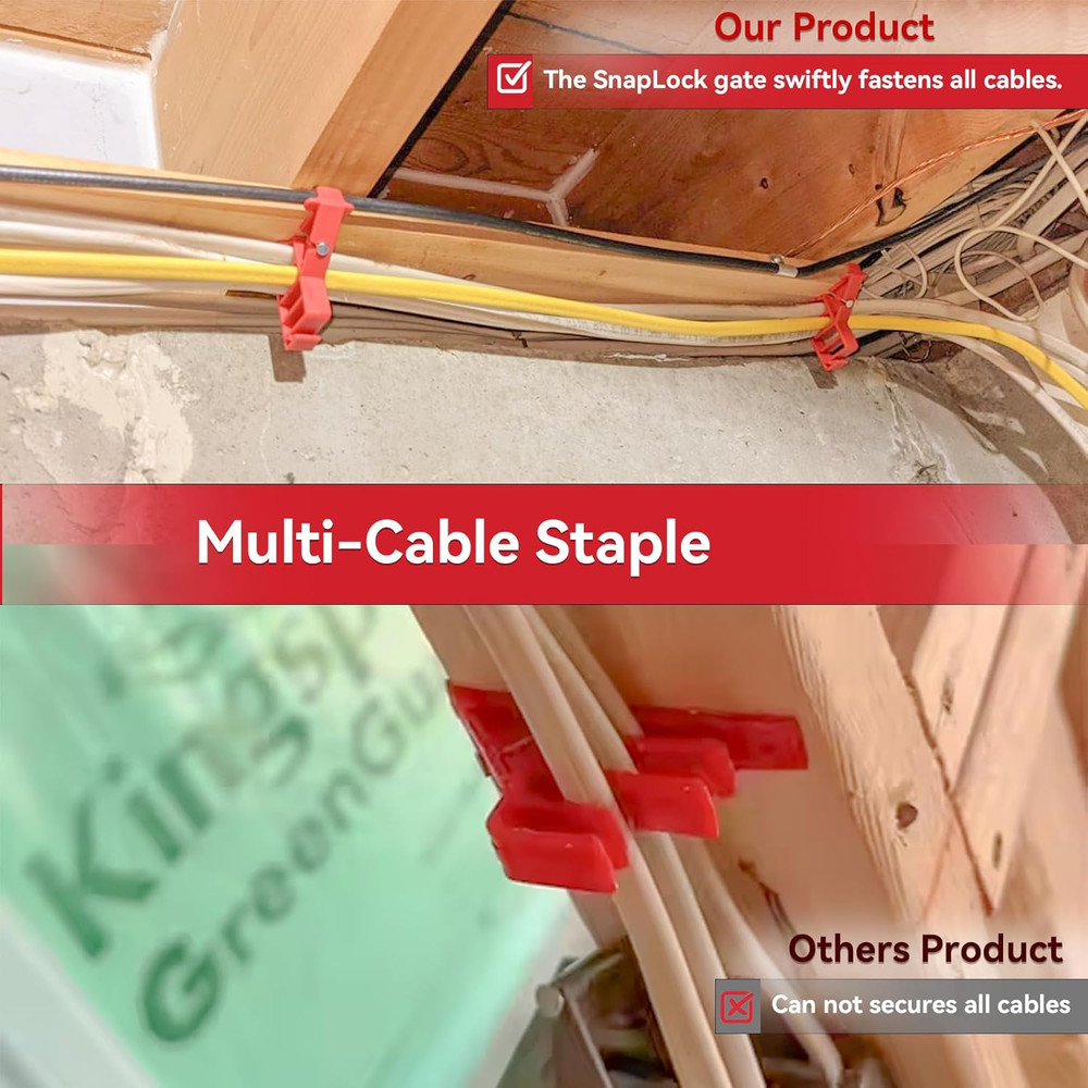 Multi Cable Staples for Romex Clips, Plastic Electrical Wire Stackers, Secures R