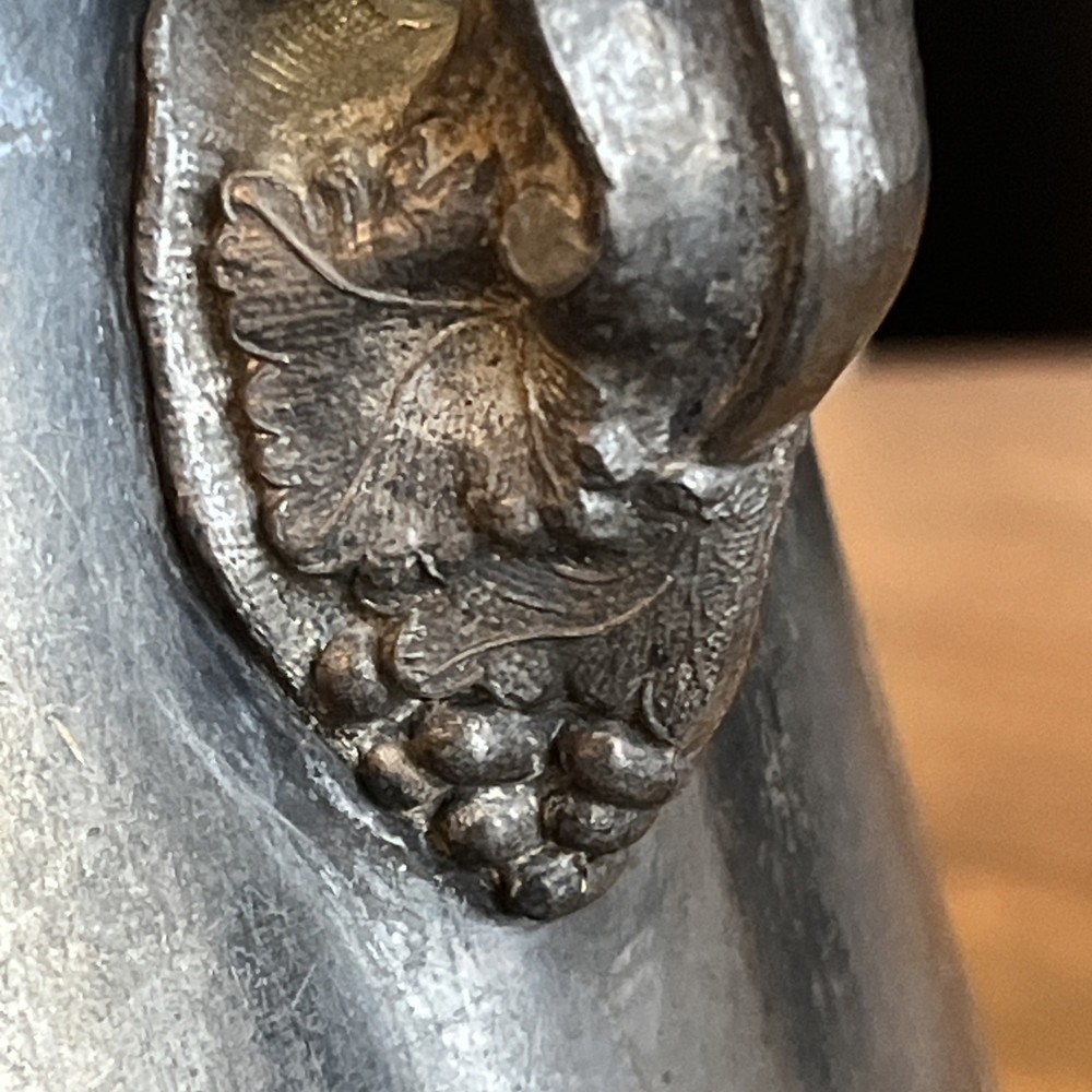 Silver Plate Enamel Lined Victorian Water Pot Pitcher 1868 Grape Vine