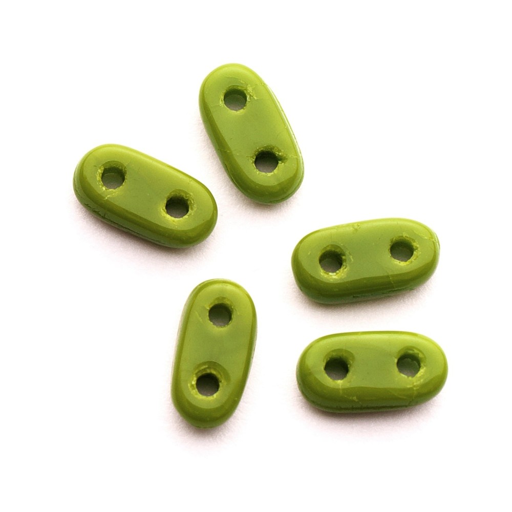 Oval 2-Hole Opaque Green 6mm x 2mm