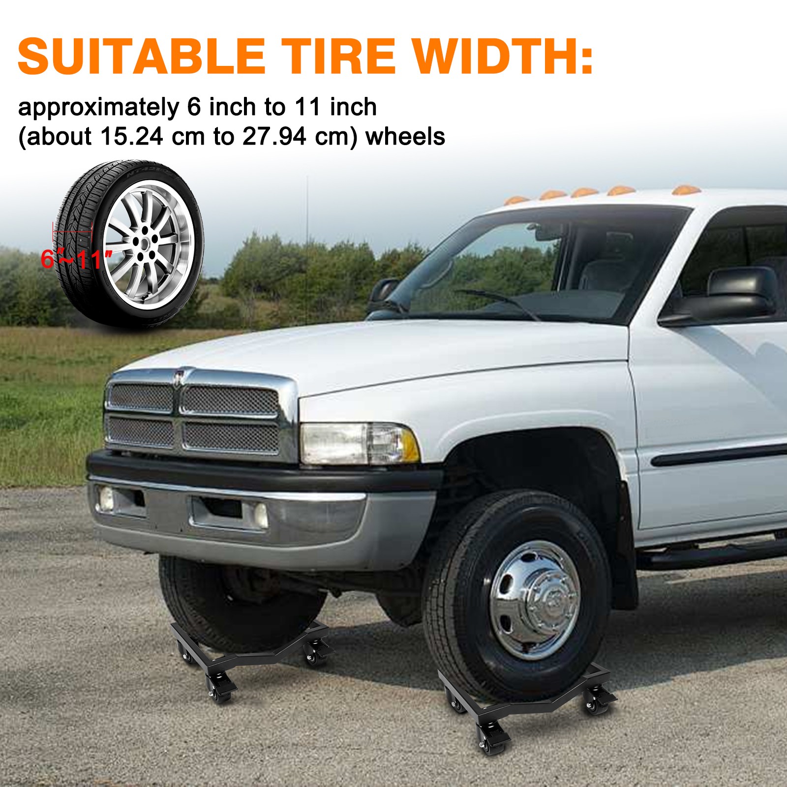 Car Dolly Set of 4, 10000 LBS Capacity Wheel Dolly Antiskid Vehicle Dollies