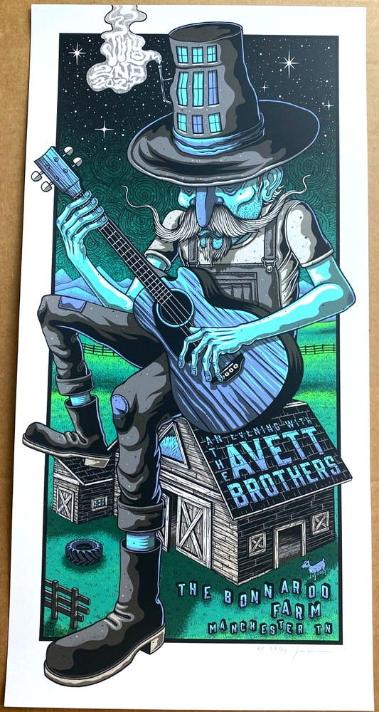 The Avett Brothers Bonnaroo Farms 2021 N1 Screen Print AP Poster S/N Signed #/50