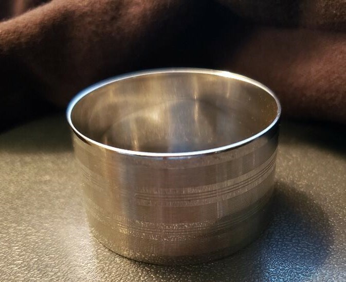 WATROUS Sterling Silver Round NAPKIN RING Machine Turned Decoration HFB Monogram