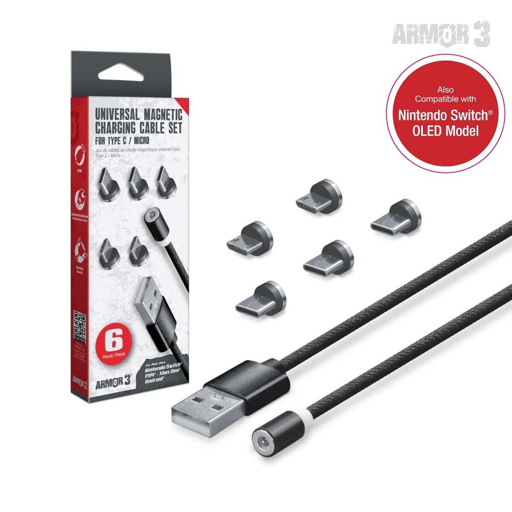 Armor3 Magnetic Charging Cable Set for Type C/Micro 6 Pieces