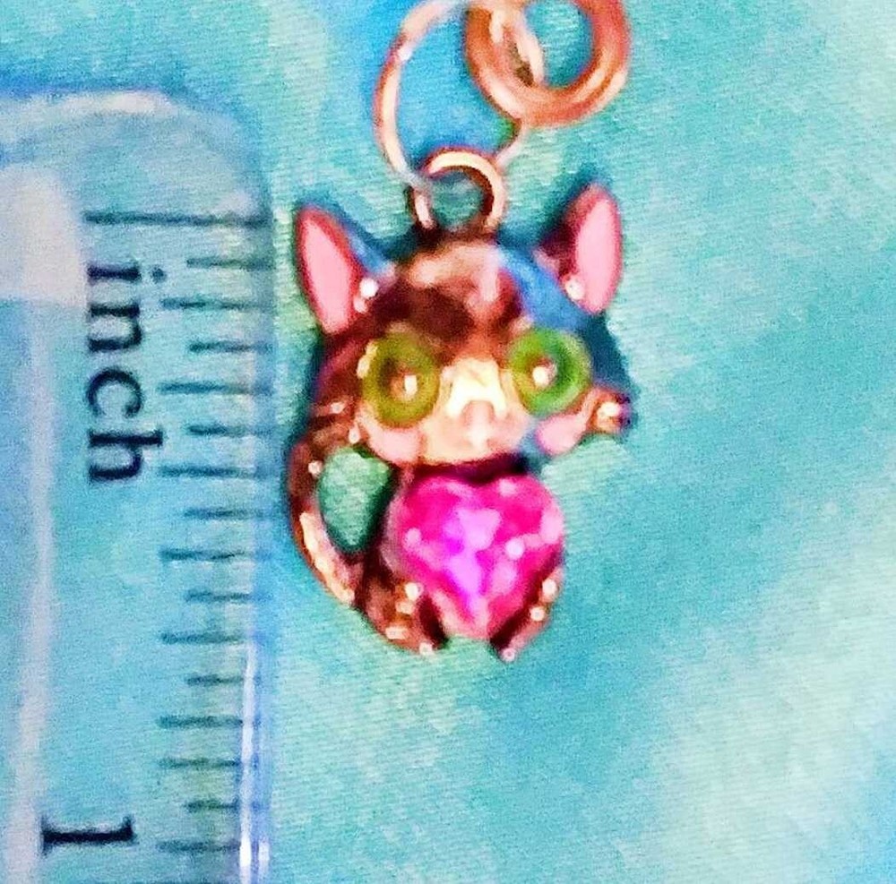 Set of Two ~ Mini Black CAT Pink Heart ~ Ceiling Fan Pulls