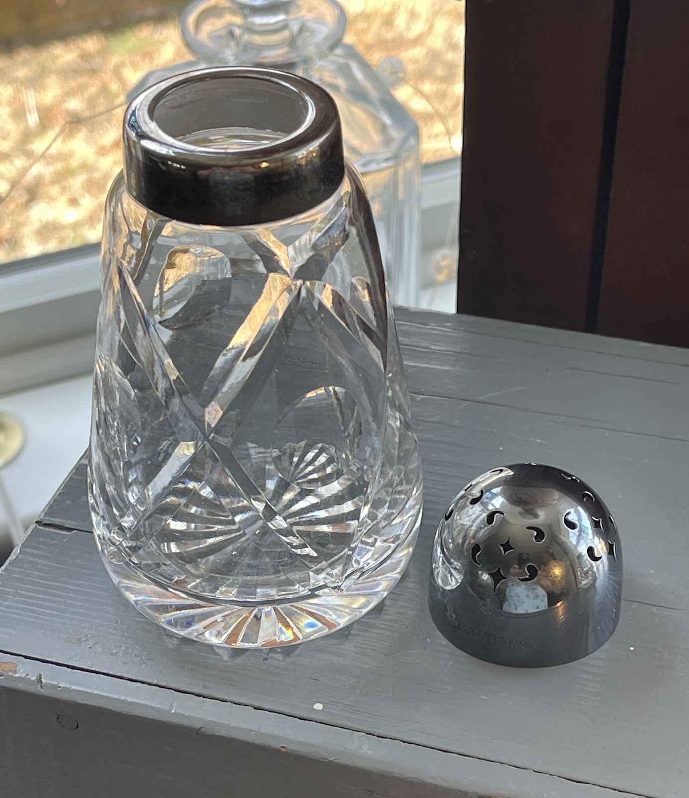 Lot of 5 Vintage/Antique Crystal Etched Condiment Shakers & Cruets Birks & Co...