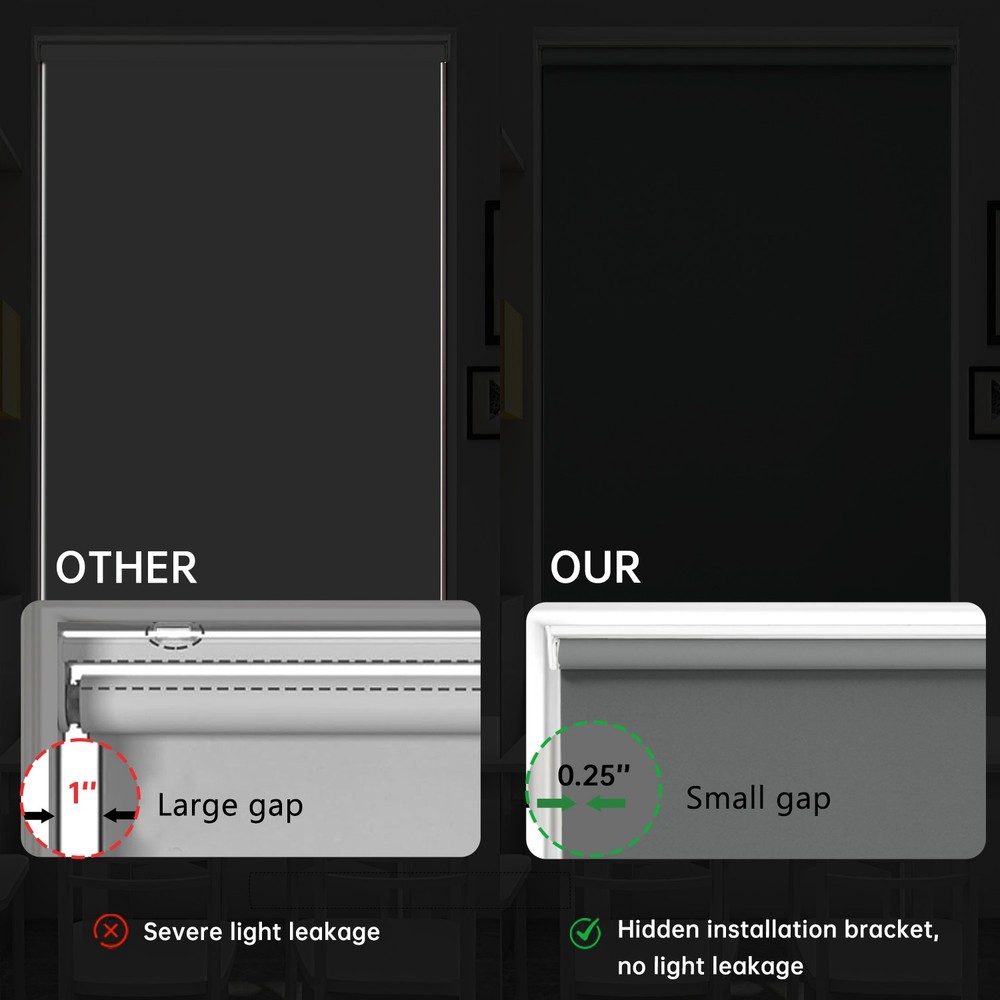 Changshade Cordless Roller Shade Fabric Window Blind For Light Blocking Blackout