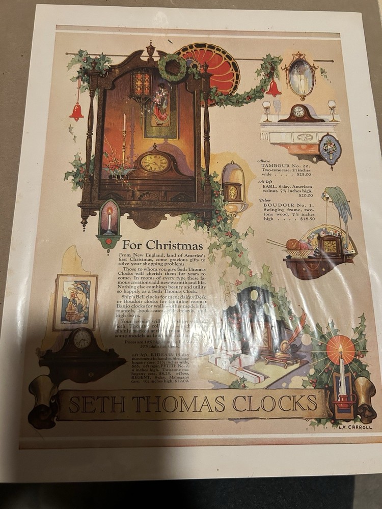Vintage Seth Thomas Clock Advertisement Original Ad.
