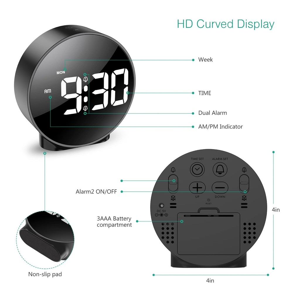 Digital Alarm Clock, HD LED Display Alarm Clock, Simple Table Clock, Electron...