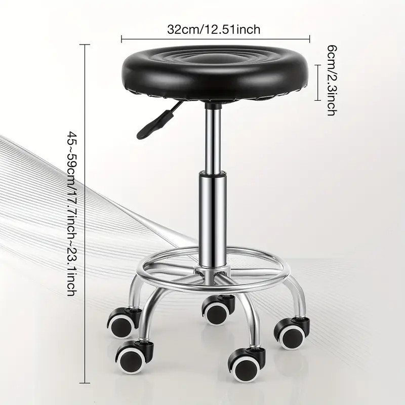 Adjustable Height Hydraulic Drum Stool Seat Saddle Drum Throne w/ Backrest Black